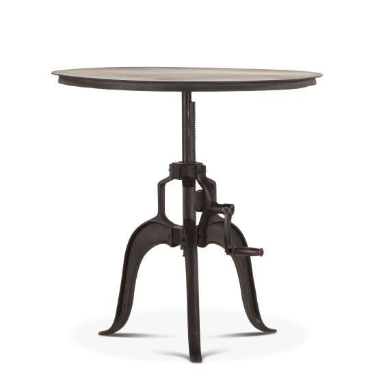 Industrial Loft 30 Adjustable Round Side Table In Matte Black