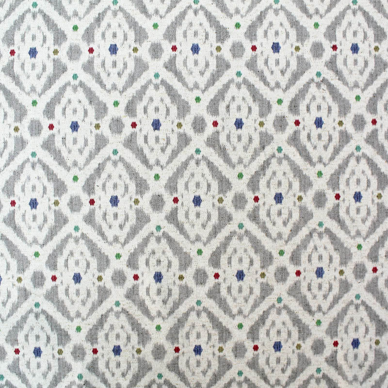 75CM REMNANT Home Furnishing Ikat Linen Mix Geometric - Stevie in Jewel and Grey