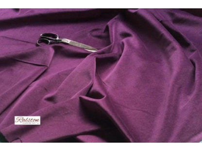 PURPLE / Aubergine -  Cotton Velvet Fabric for Curtains and Soft Furnishings