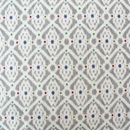75CM REMNANT Home Furnishing Ikat Linen Mix Geometric - Stevie in Jewel and Grey